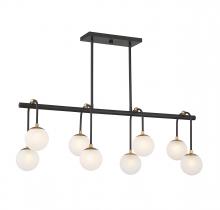 1-6699-8-143 - Couplet 8-Light Linear Chandelier in Matte Black with Warm Brass Accents