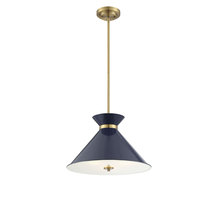  7-2416-3-161 - Lamar 3-Light Pendant in Navy Blue with Brass Accents