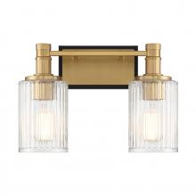  8-1102-2-143 - Concord 2-Light Bathroom Vanity Light in Matte Black with Warm Brass