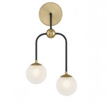  9-6696-2-143 - Couplet 2-Light Wall Sconce in Matte Black with Warm Brass Accents