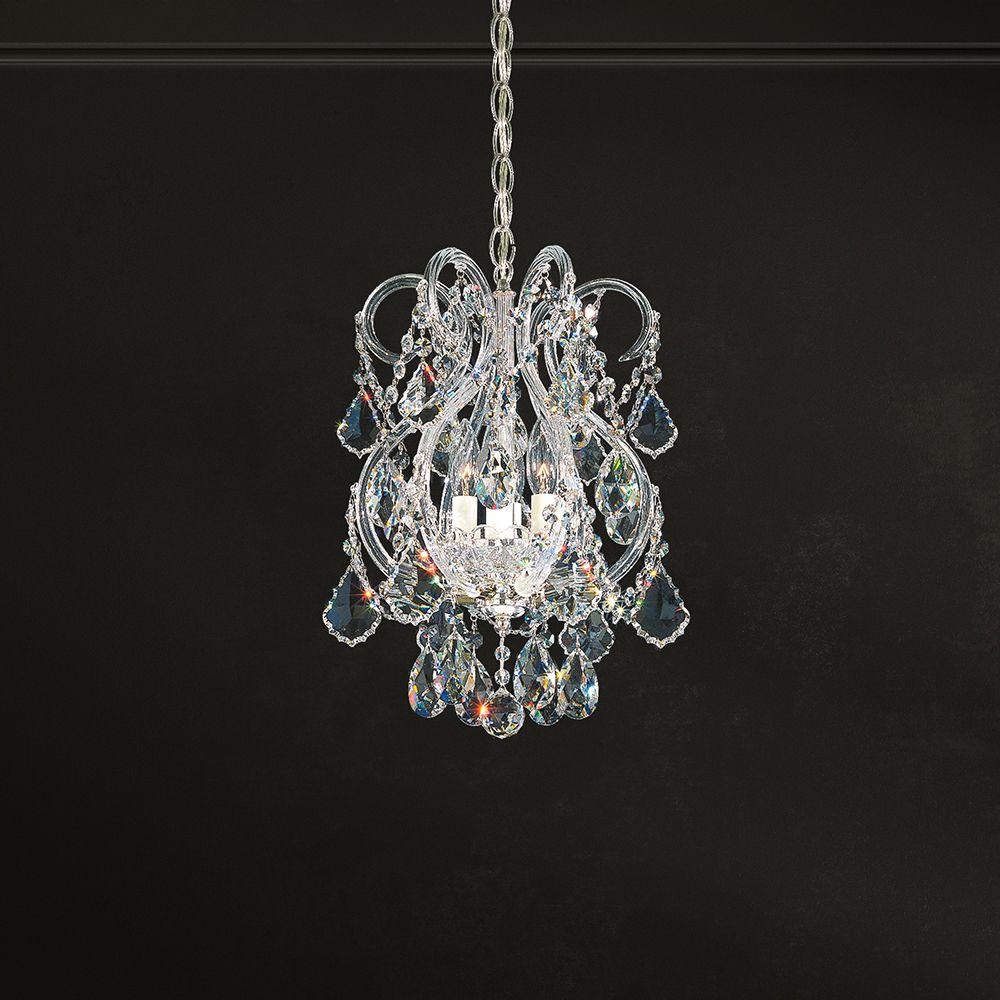 Olde World 4 Light 120V Mini Pendant in Polished Silver with Clear Heritage Handcut Crystal