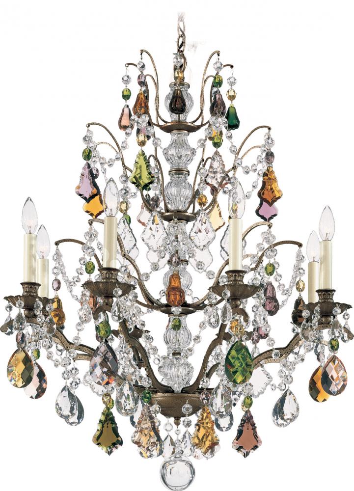 Bordeaux 8 Light 120V Chandelier in Etruscan Gold with Clear Heritage Handcut Crystal