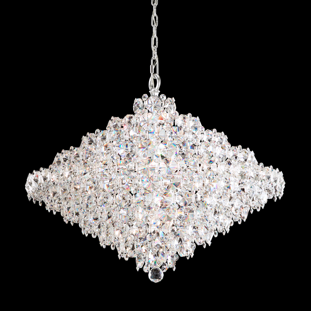 Baronet 8 Light 120V Pendant in Polished Stainless Steel with Clear Optic Crystal