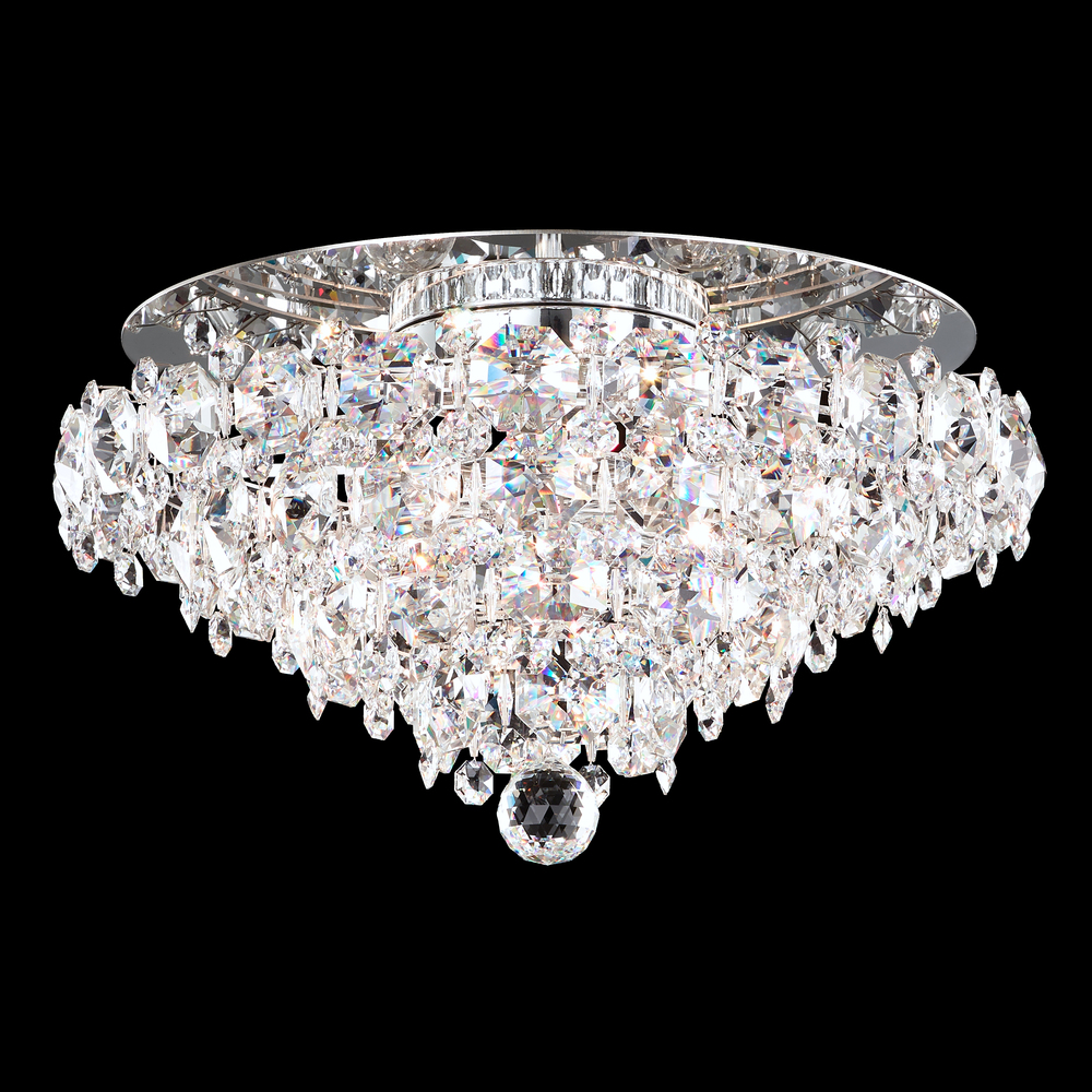 Baronet 4 Light 120V Flush Mount in Polished Stainless Steel with Clear Optic Crystal