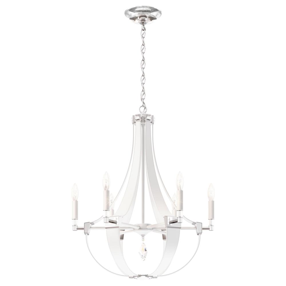 Crystal Empire 6 Light 120V Chandelier in Grizzly Black Leather with Clear Radiance Crystal