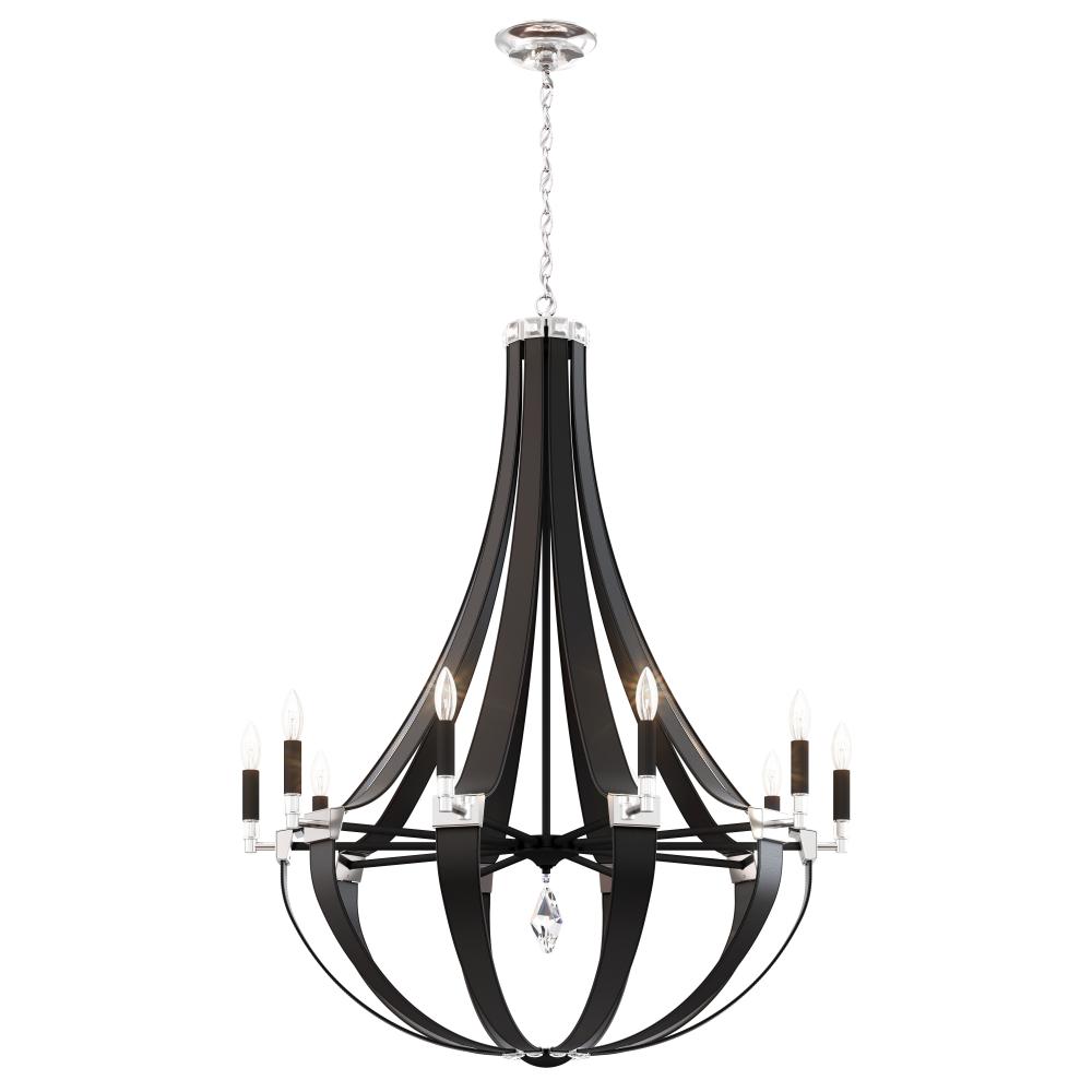 Crystal Empire 10 Light 120V Chandelier in White Pass Leather with Clear Radiance Crystal