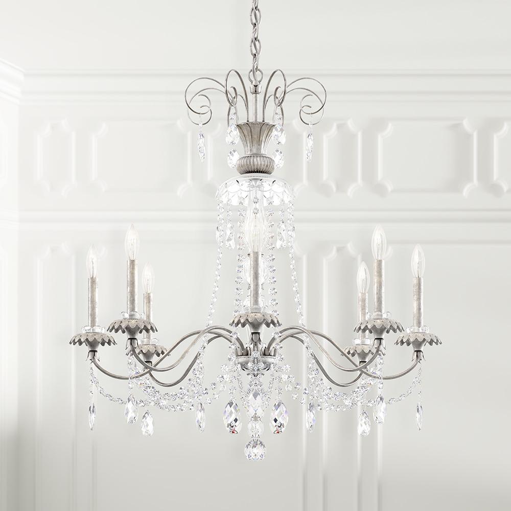 Helenia 8 Light 120V Chandelier in Antique Silver with Clear Heritage Handcut Crystal
