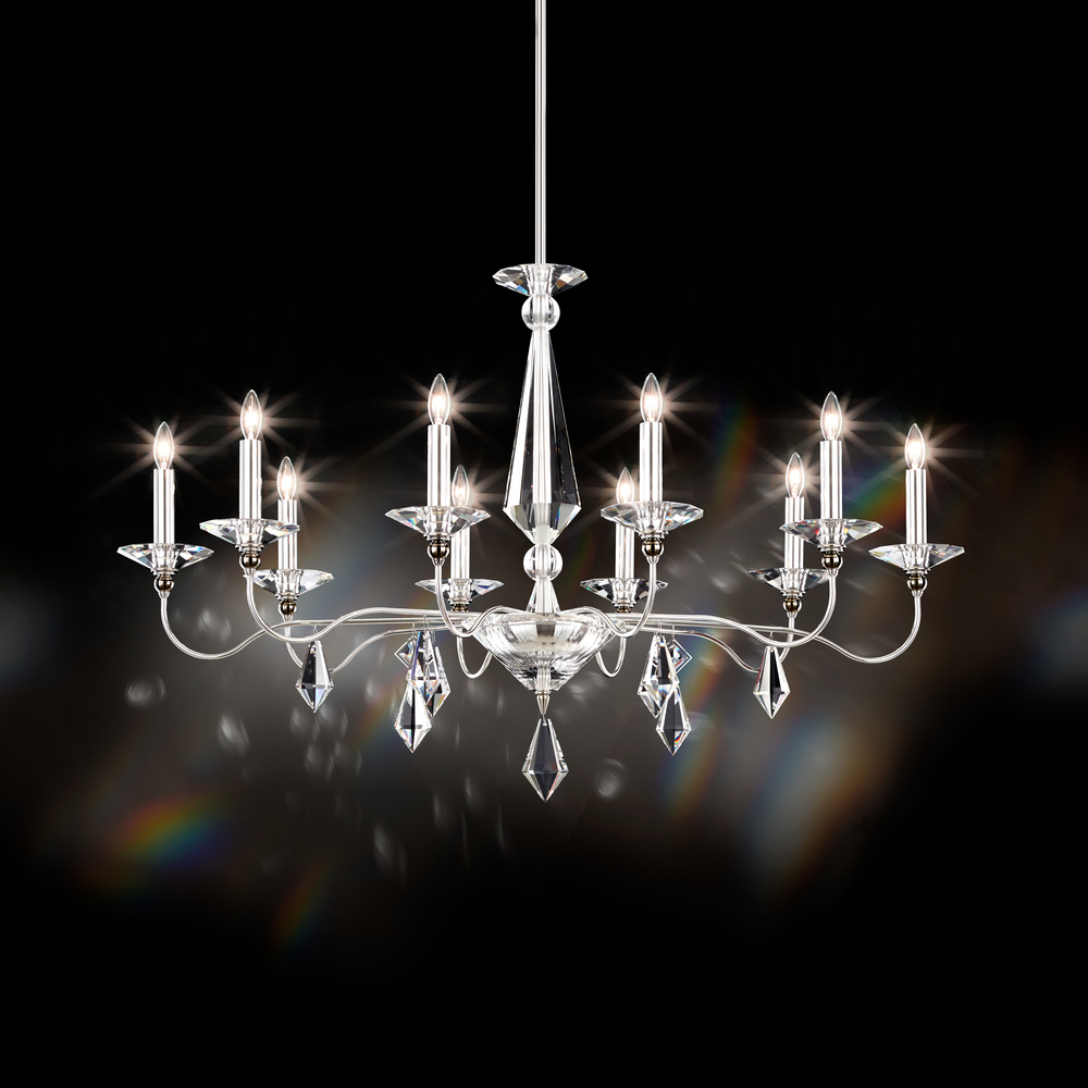Jasmine 10 Light 120V Chandelier in Polished Silver with Clear Optic Crystal