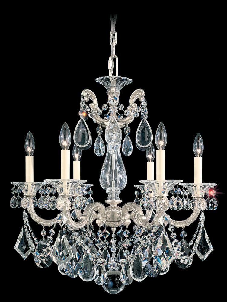 La Scala 6 Light 120V Chandelier in Etruscan Gold with Clear Heritage Handcut Crystal