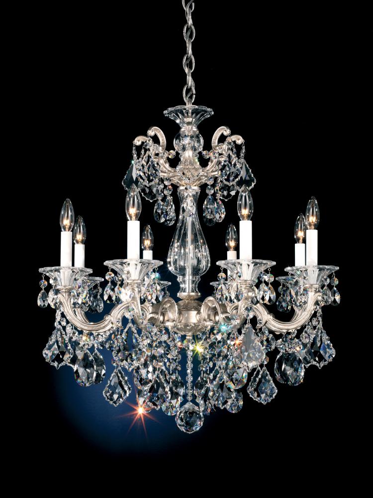 La Scala 8 Light 120V Chandelier in Heirloom Gold with Clear Crystals from Swarovski