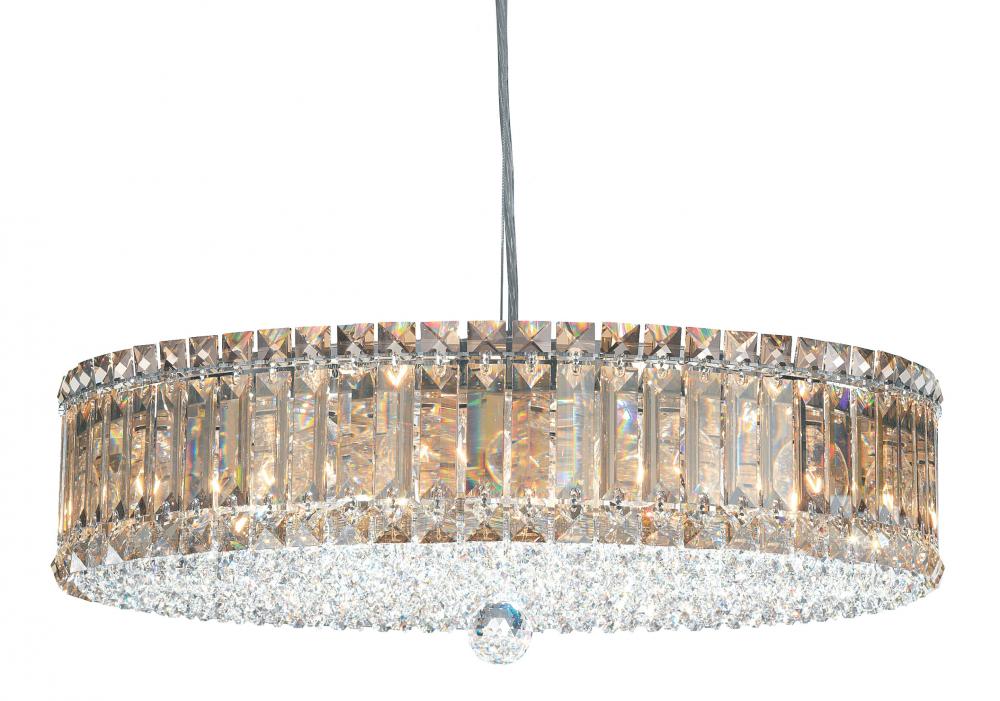 Plaza 15 Light 120V Pendant in Polished Stainless Steel with Clear Crystals from Swarovski