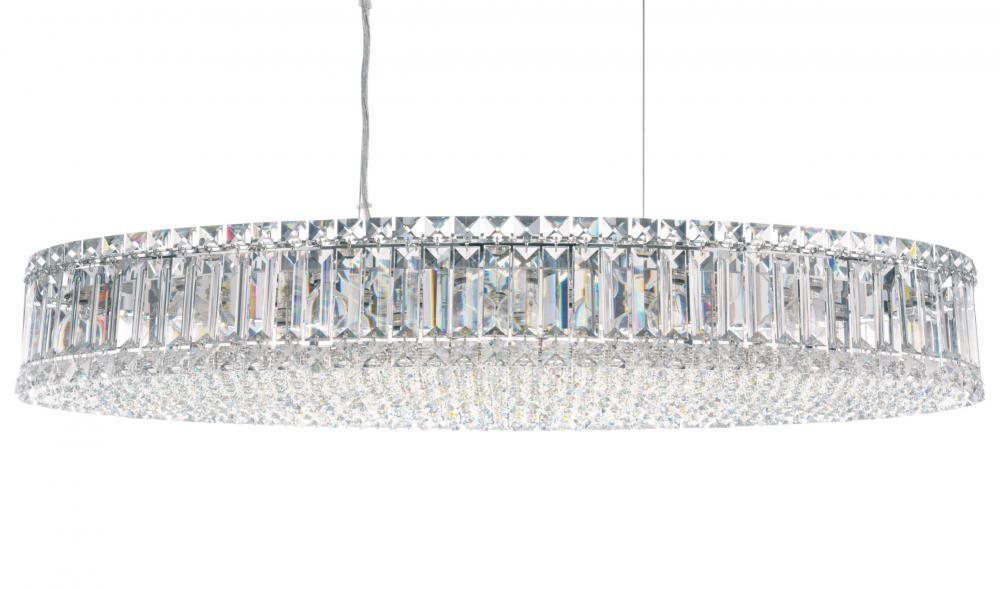 Plaza 16 Light 120V Linear Pendant in Polished Stainless Steel with Clear Crystals from Swarovski