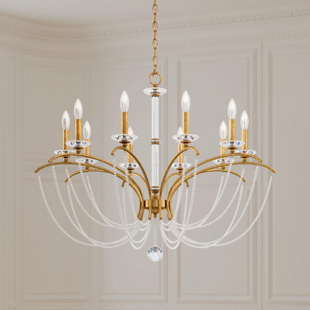 Priscilla 10 Light 120V Chandelier in Heirloom Gold with Clear Optic Crystal