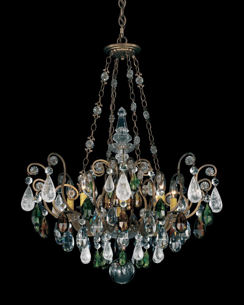 Renaissance Rock Crystal 8 Light 120V Pendant in Etruscan Gold with Clear Crystal and Rock Crystal