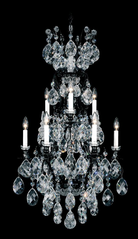 Renaissance 10 Light 120V Chandelier in Black with Clear Heritage Handcut Crystal