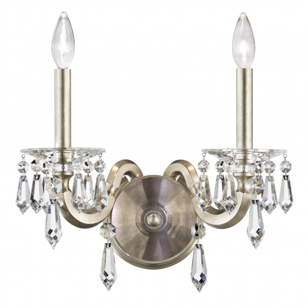 Napoli 2 Light 120V Wall Sconce in Black with Clear Radiance Crystal