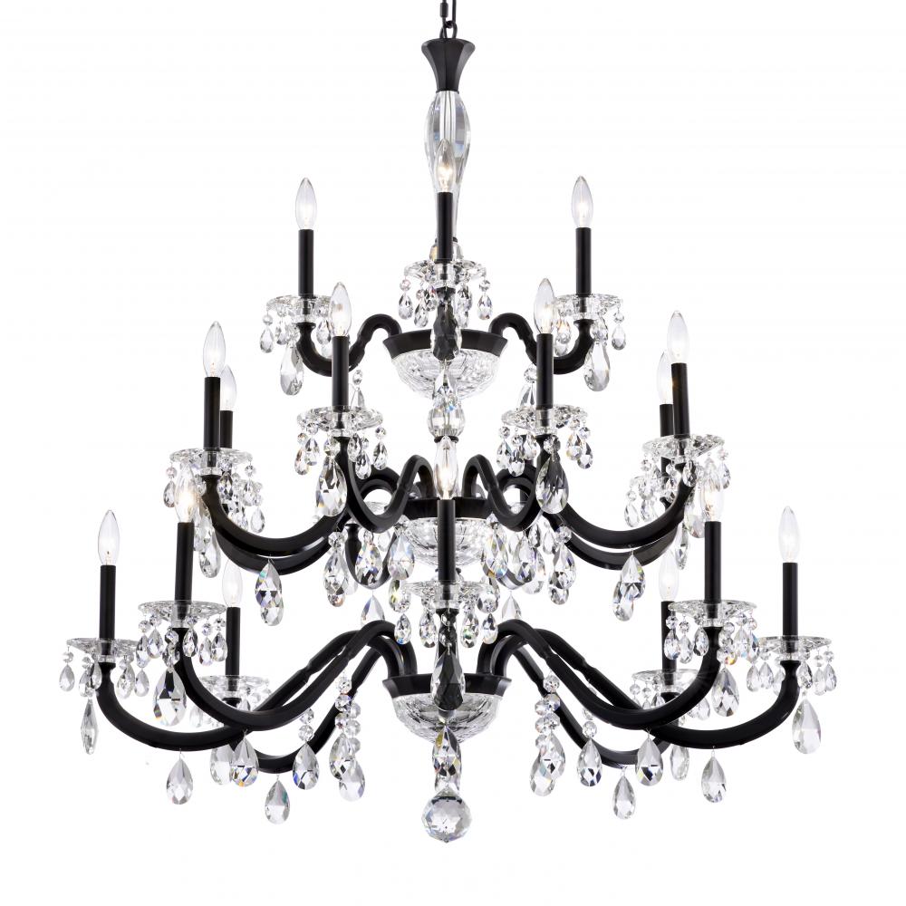San Marco 20 Light 120V Chandelier in Black with Clear Radiance Crystal