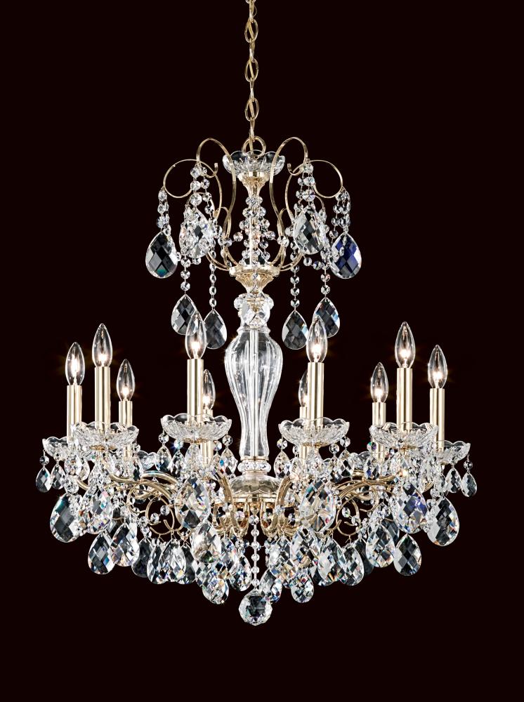 Sonatina 10 Light 120V Chandelier in Etruscan Gold with Clear Heritage Handcut Crystal