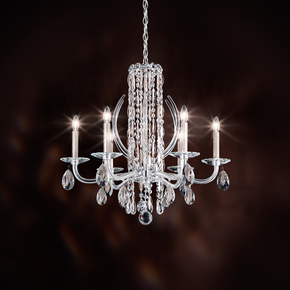Siena 6 Light 120V Chandelier in Polished Stainless Steel with Clear Heritage Handcut Crystal