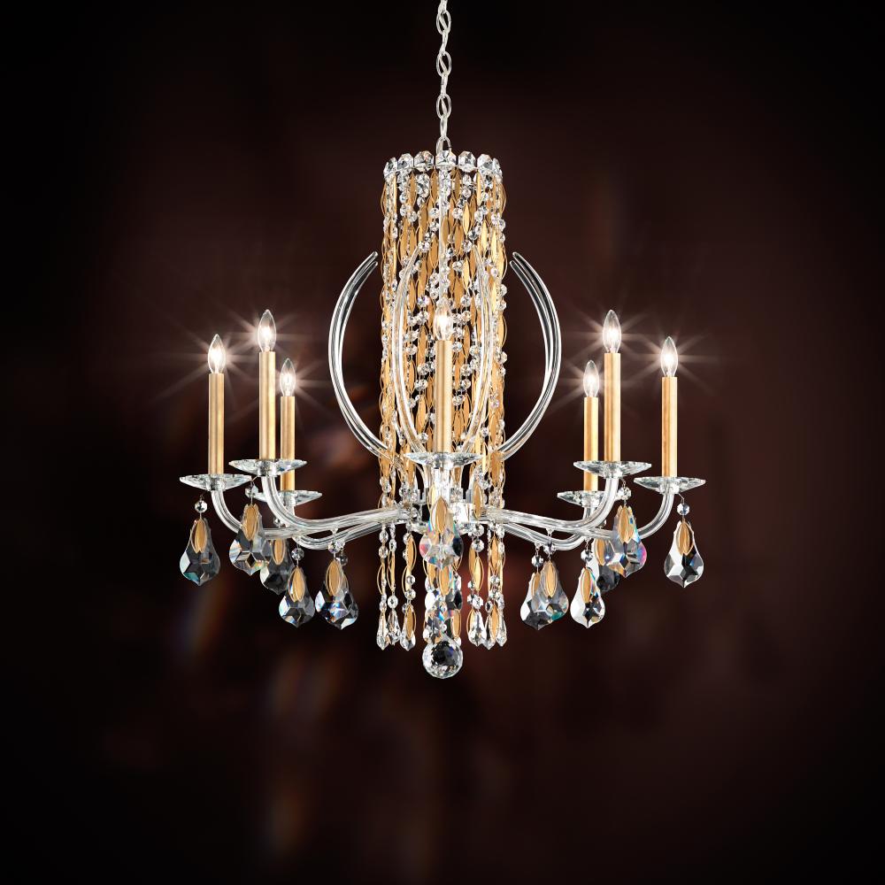 Siena 8 Light 120V Chandelier in Polished Stainless Steel with Clear Heritage Handcut Crystal