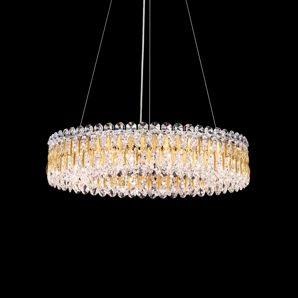 Sarella 12 Light 120V Pendant in Heirloom Gold with Clear Heritage Handcut Crystal
