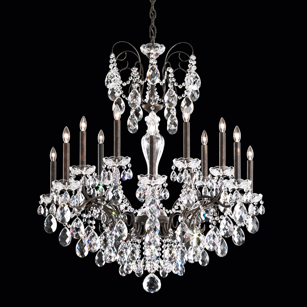 Sonatina 14 Light 120V Chandelier in Etruscan Gold with Clear Heritage Handcut Crystal