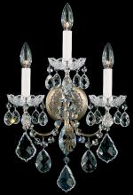 Schonbek 1870 3652-22H - New Orleans 3 Light 120V Wall Sconce in Heirloom Gold with Clear Heritage Handcut Crystal