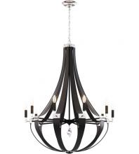 Schonbek 1870 CY1010N-LB1H - CRYSTAL EMPIRE RUSTIC 10 Light 110V CHANDELIER WITH WHITE LEATHER PARTS AND FRAME