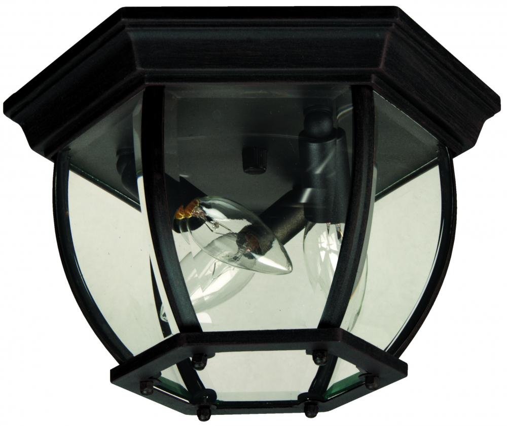 Bent Glass 3 Light Outdoor Flushmount in Textured Black