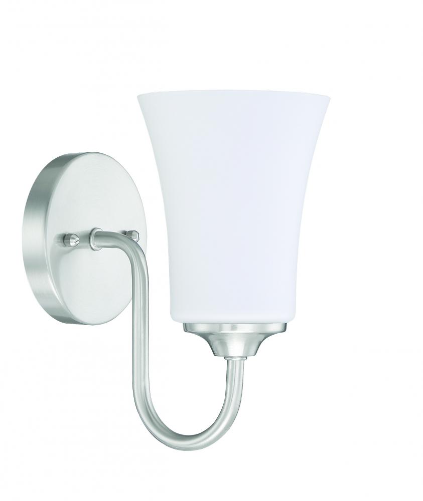 Gwyneth 1 Light Wall Sconce in Brushed Polished Nickel (White Glass)
