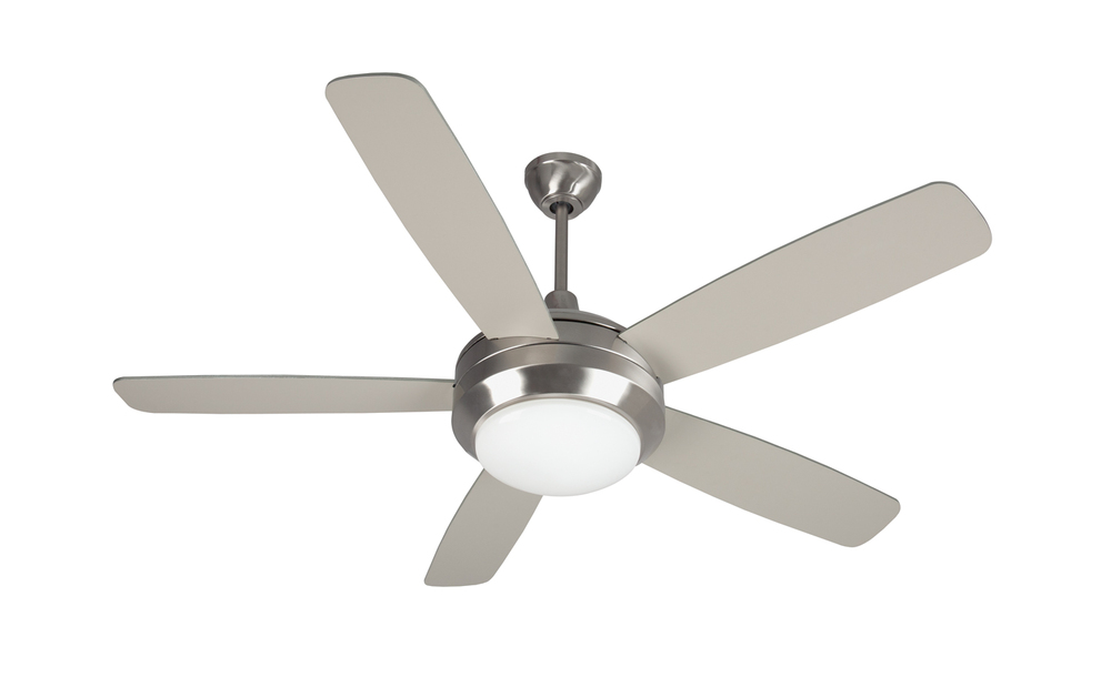 Helios 52" Ceiling Fan with Blades and Light in Stainless Steel