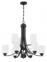 Craftmade 50529-FB-WG - Bolden 9 Light Chandelier in Flat Black (White Glass)