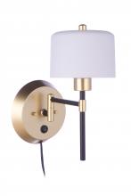  57861P-FBSNG - Wentworth 1 Light Portable Swing Arm Sconce in Flat Black/Sunset Gold