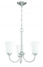 Craftmade 50423-BNK-WG - Gwyneth 3 Light Chandelier in Brushed Polished Nickel (White Glass)