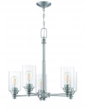  49825-BNK-C - Dardyn 5 Light Chandelier in Brushed Polished Nickel (Clear Glass)