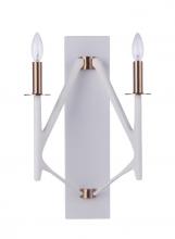  55562-MWWSB - The Reserve 2 Light Wall Sconce in Matte White/Satin Brass