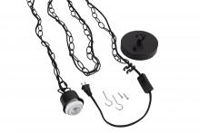  SW1004-FB - Swag Hardware Kit 15' Black Cloth Cord w/Socket, Chain and Canopy in Flat Black