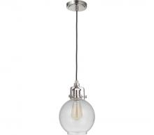  P832PLN1-C - State House 1 Light Clear Ribbed Mini Pendant in Polished Nickel