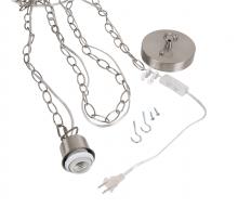  SW1003-BNK - Swag Hardware Kit 15' Silver Cord w/Socket, Chain and Canopy in Brushed Polished Nickel