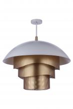  P1011MWWMG-LED - 31.25” Sculptural Statement Dome Pendant with Perforated Metal Shades in Matte White/Matte Gold