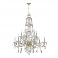  1114-PB-CL-MWP - Traditional Crystal 12 Light Hand Cut Crystal Polished Brass Chandelier