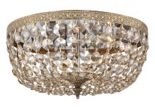  714-OB-GT-MWP - Crystorama 3 Light Golden Teak Hand Cut Crystal Olde Brass Flush Mount