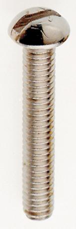 Steel Round Head Slotted Machine Screw; 8/32; 1" Length; Nickel Plated Finish