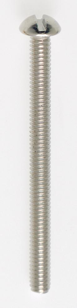 Steel Round Head Slotted Machine Screw; 8/32; 2" Length; Nickel Plated Finish
