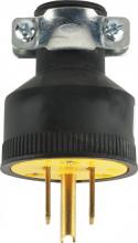  80/1688 - Black 3 Prong Rubber Plug With Metal Grip; Ground 18/3-SVT Round Wire; 15A-125V