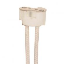  80/2049 - Porcelain Halogen Round Socket; 12" Leads; G4-GX5.3-GY6.35 Base; SF-1 200C Leads; 3/8"