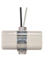  80/2551 - Twin Porcelain Socket With Double Bushing Strap And Leads; 24" Leads; 1/8 IPS Bushing; Glazed;