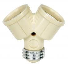  90/2465 - Single to Twin Lampholder; Ivory Finish; 2-3/4" Overall Height; 2" Extension; 660W Max; 250V