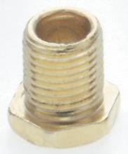  90/637 - Steel Hexagon Head Nipple; Brass Plated; 1/8 IP; 3/8" x 1/2" Overall