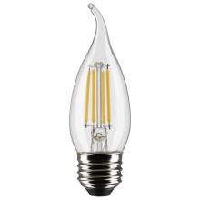  S21313 - 4 Watt CA10 LED; Clear; Medium base; 90 CRI; 3000K; 120 Volt